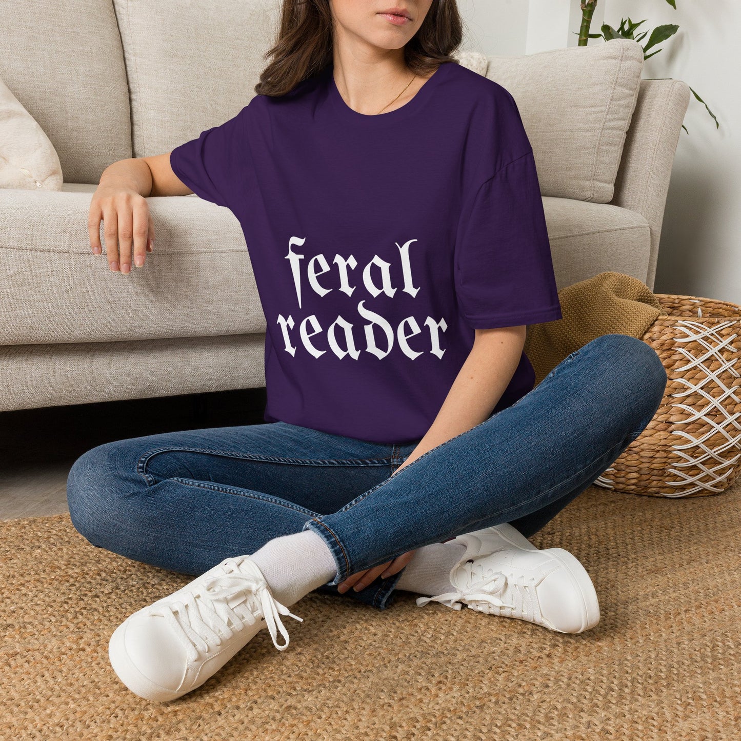 Feral Reader (white script) T-Shirt