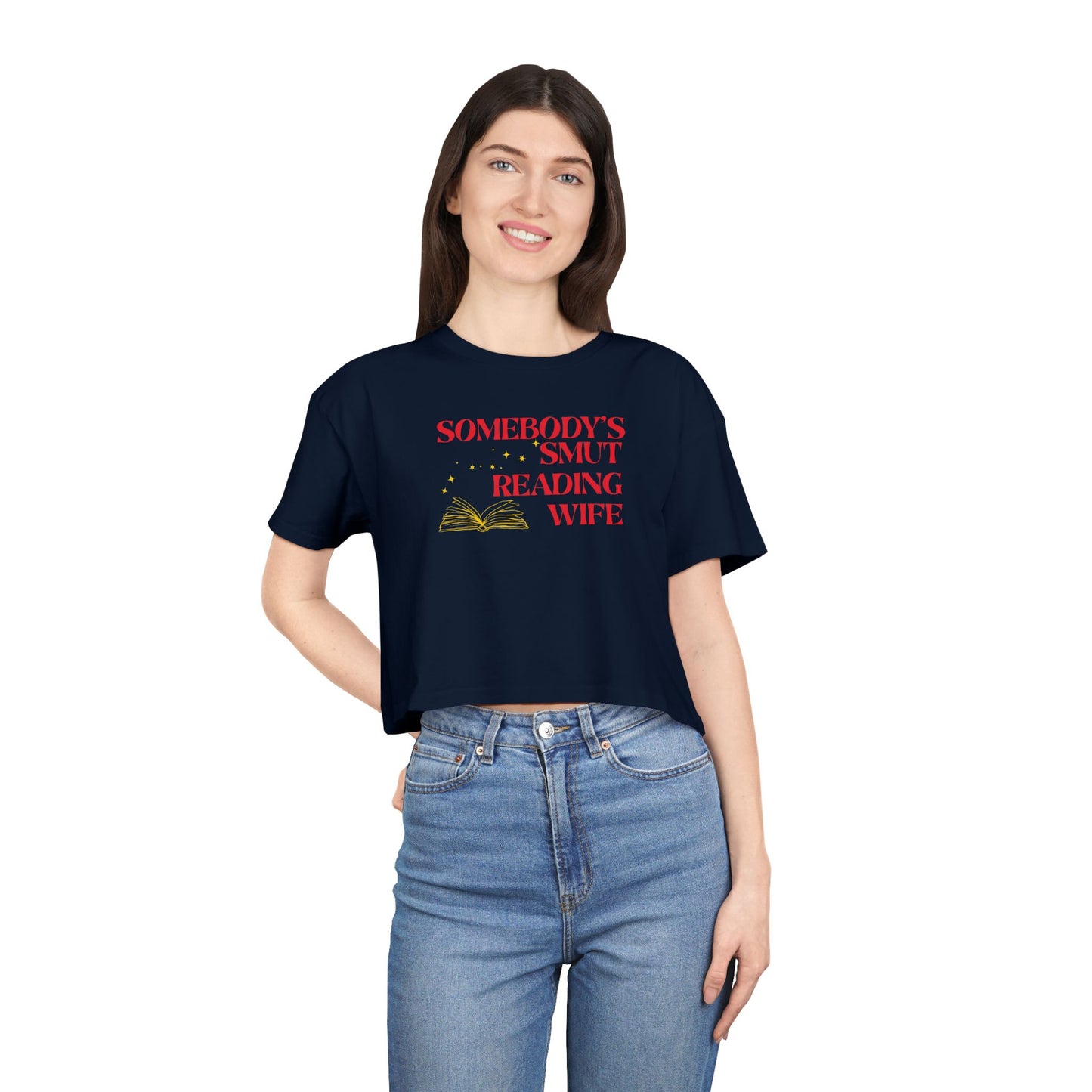 Somebody's Smut Reading Wife (red script) Crop Tee