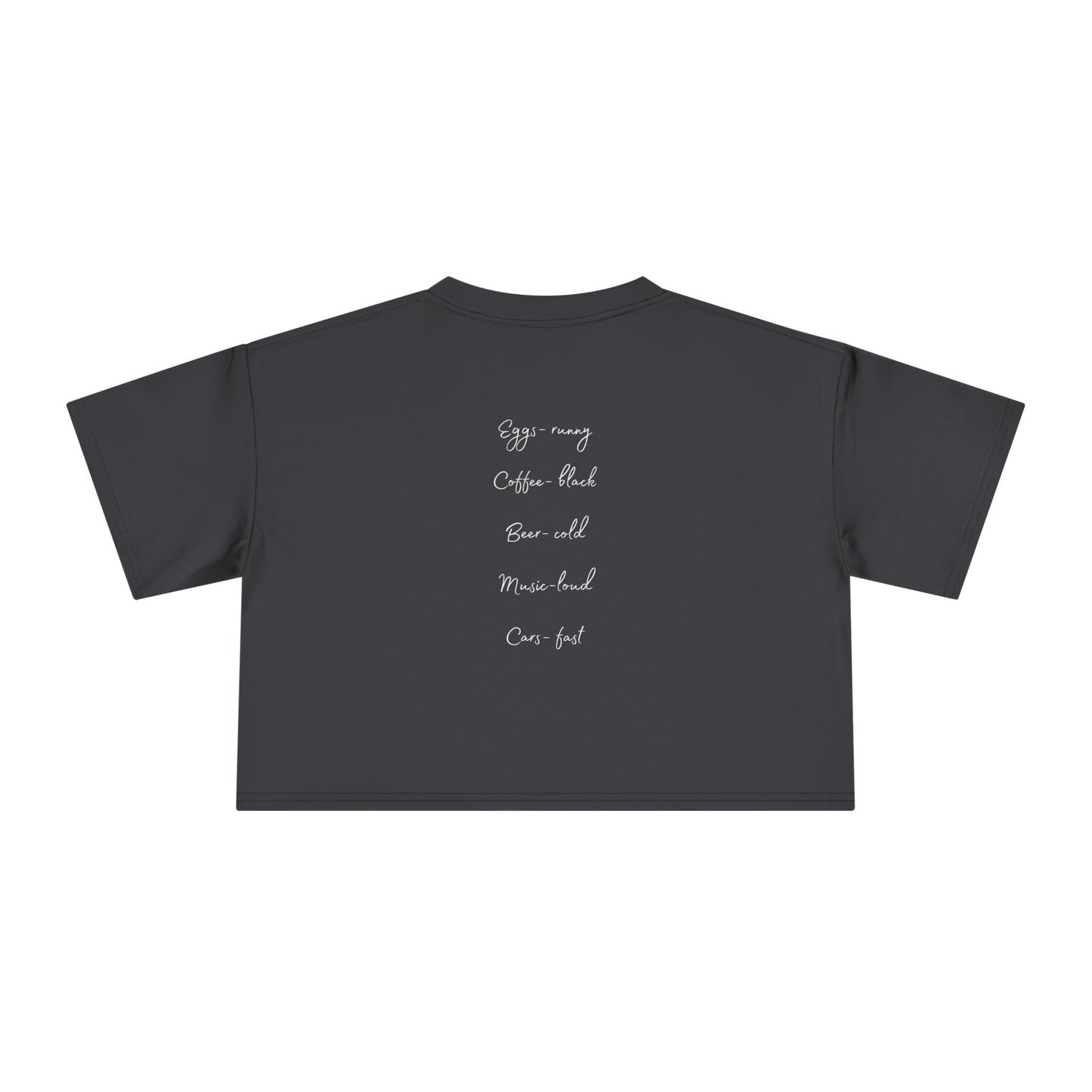 Dom's List White Script Crop Tee