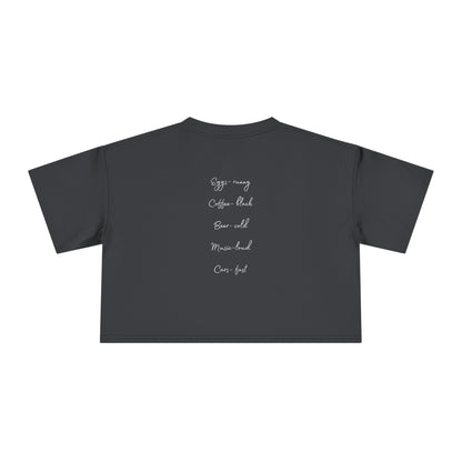Dom's List White Script Crop Tee