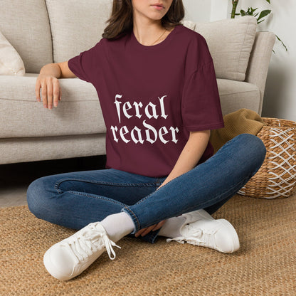 Feral Reader (white script) T-Shirt