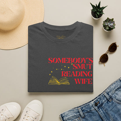 Somebody's Smut Reading Wife Cotton (red script) T-Shirt