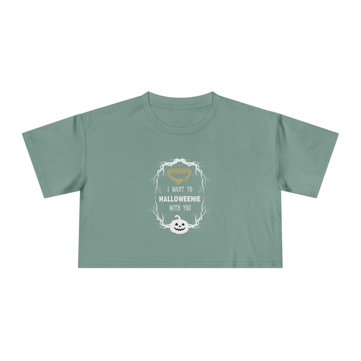 Officially Licensed Halloweenie White Script Crop Tee