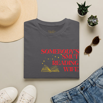 Somebody's Smut Reading Wife Cotton (red script) T-Shirt