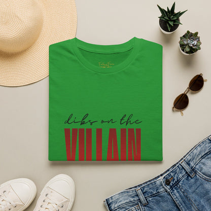 Dibs on the Villain (black script) Cotton T-Shirt