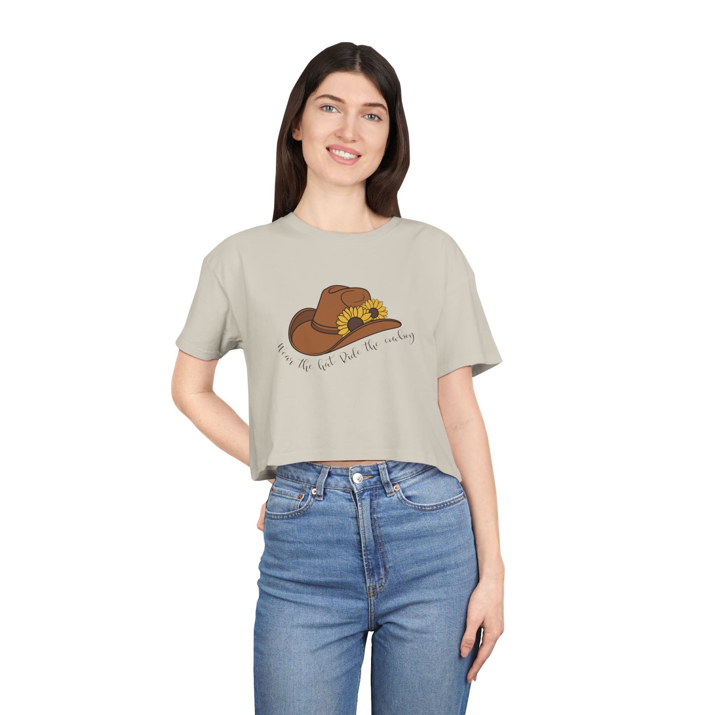 Ride The Cowboy (black script) Crop Tee