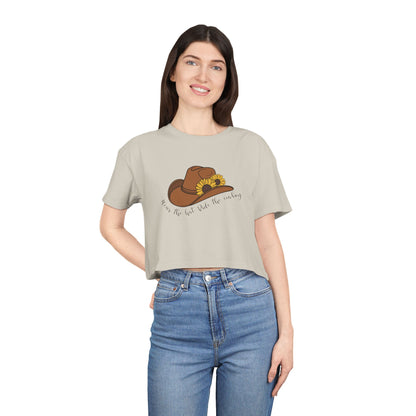 Ride The Cowboy (black script) Crop Tee