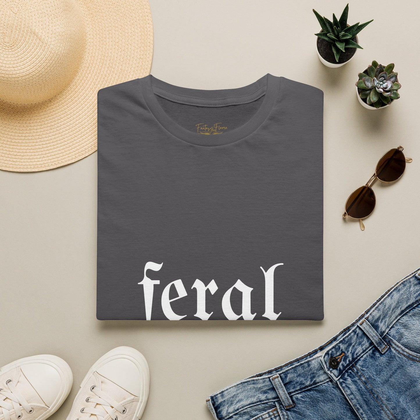 Feral Reader (white script) T-Shirt