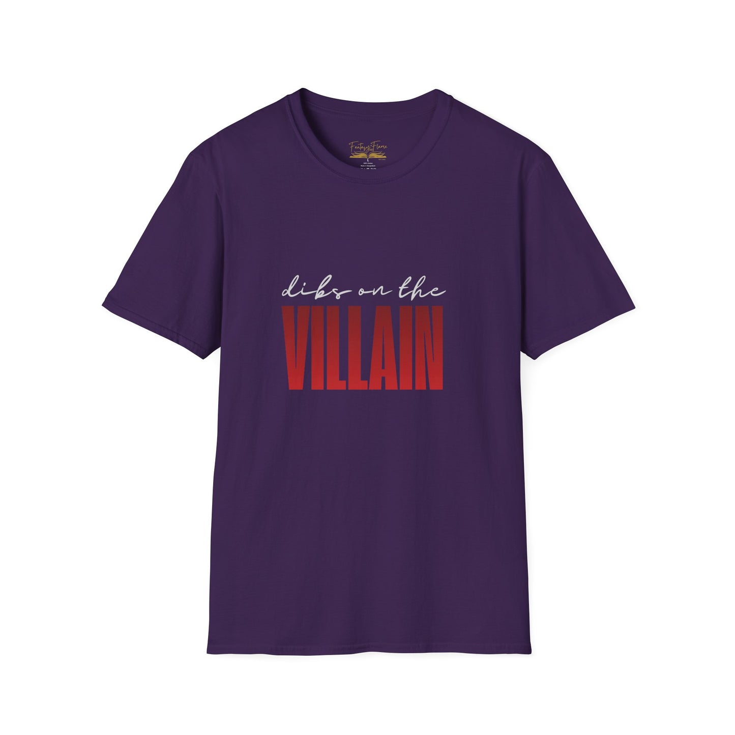 Dibs on the Villain (white script) Cotton T-Shirt