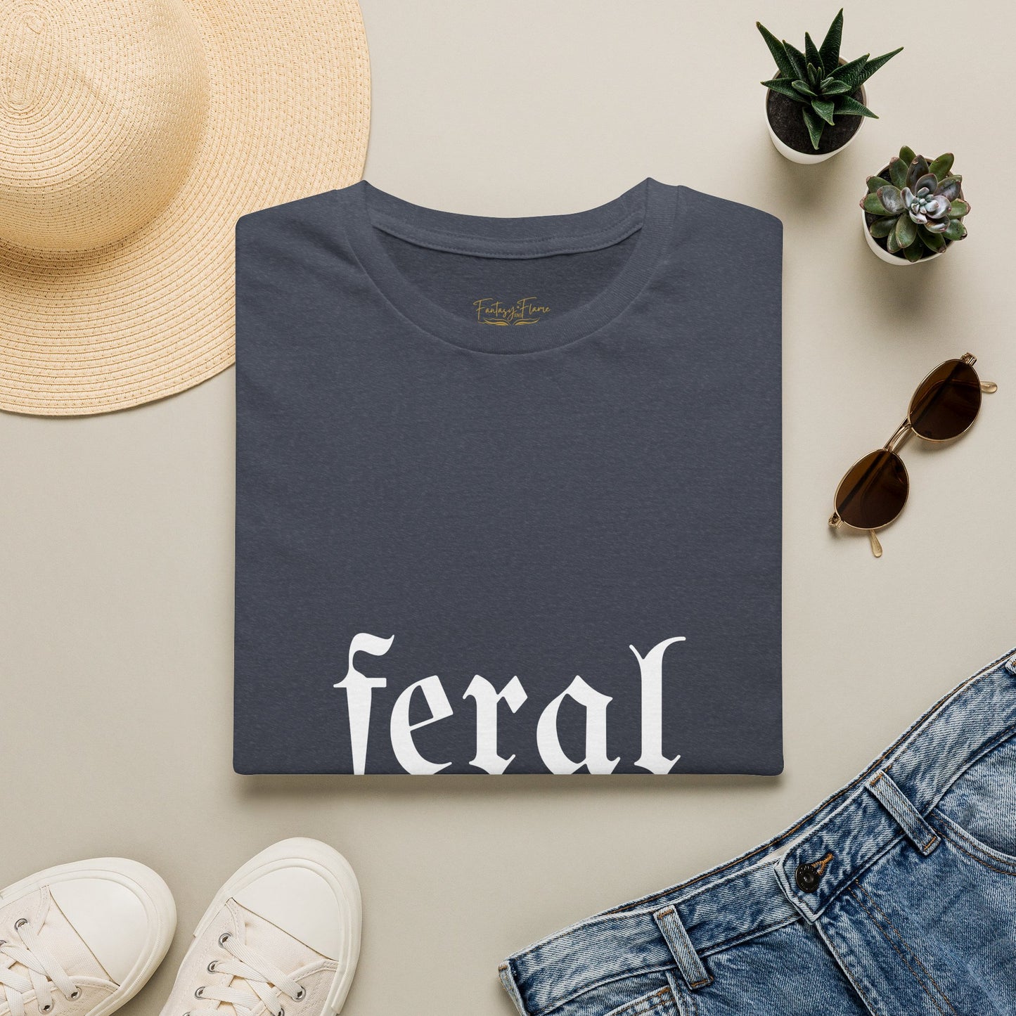 Feral Reader (white script) T-Shirt