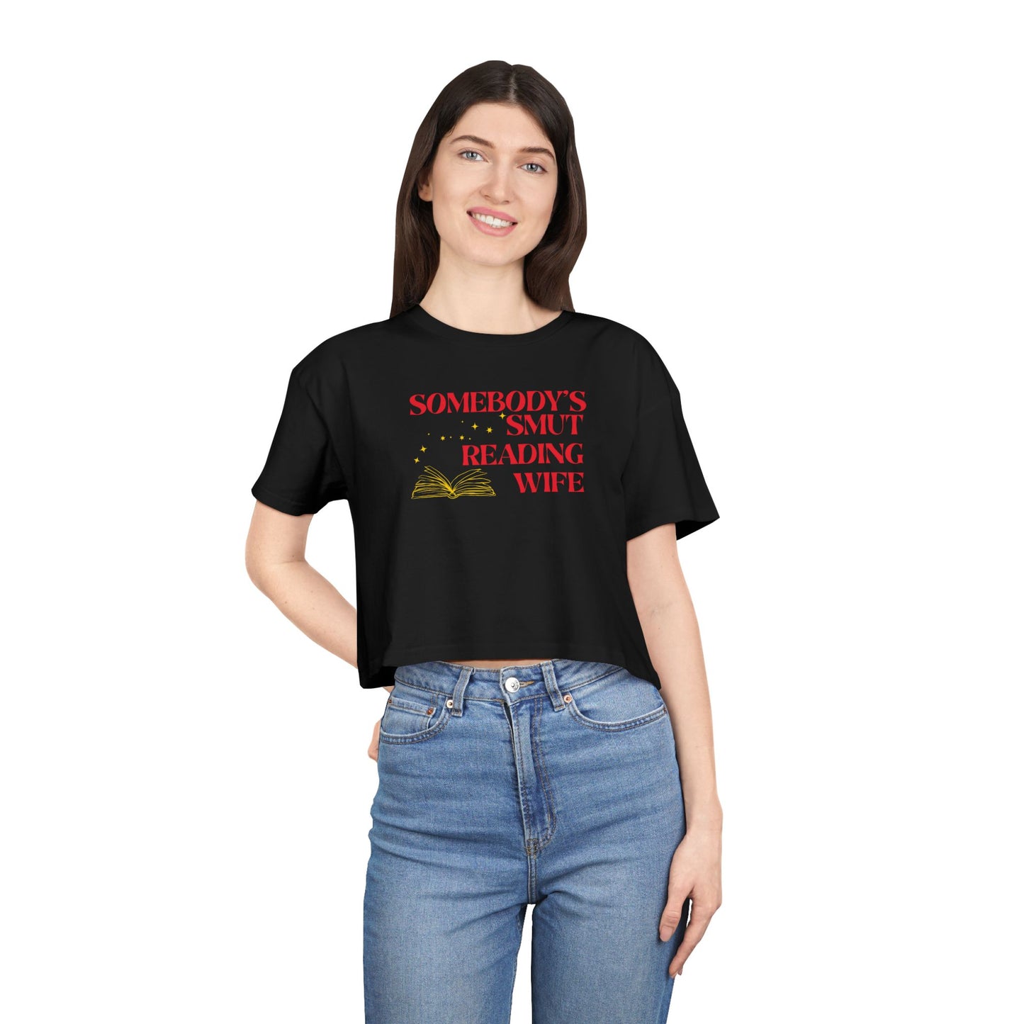 Somebody's Smut Reading Wife (red script) Crop Tee