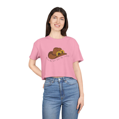 Ride The Cowboy (black script) Crop Tee