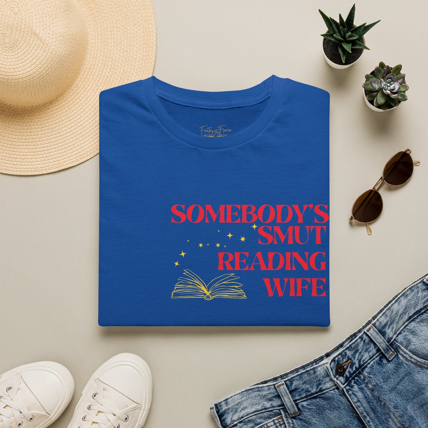 Somebody's Smut Reading Wife Cotton (red script) T-Shirt