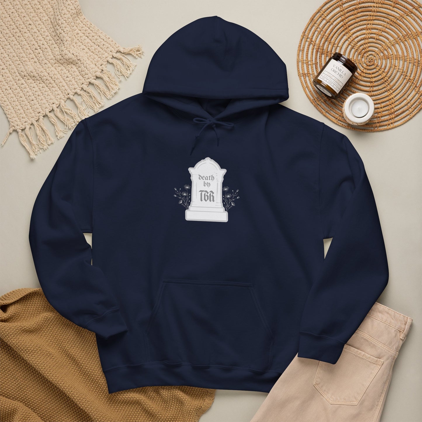 Death By TBR (white script) Hoodie
