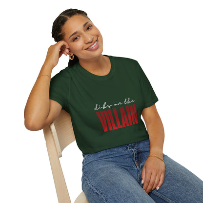 Dibs on the Villain (white script) Cotton T-Shirt