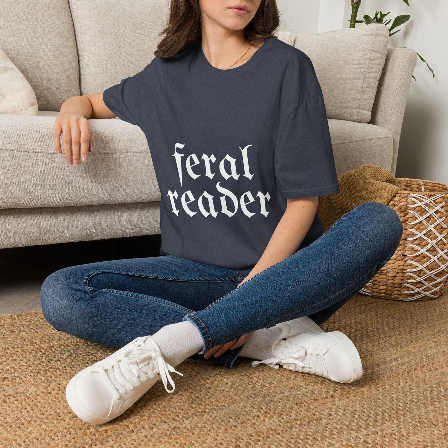 Feral Reader (white script) T-Shirt