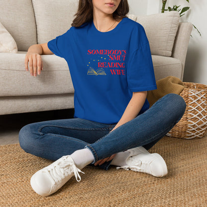 Somebody's Smut Reading Wife Cotton (red script) T-Shirt