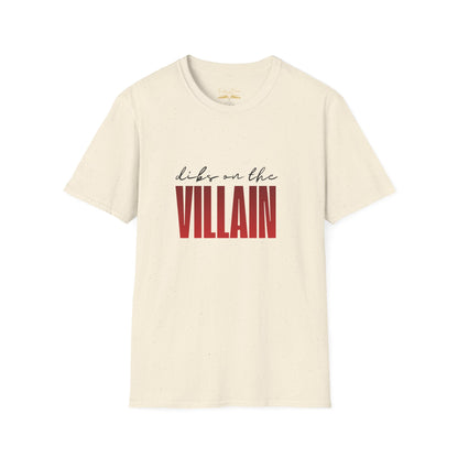 Dibs on the Villain (black script) Cotton T-Shirt