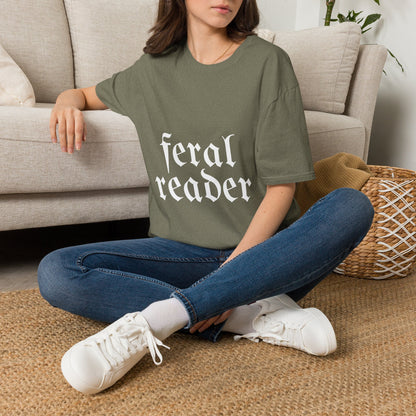 Feral Reader (white script) T-Shirt