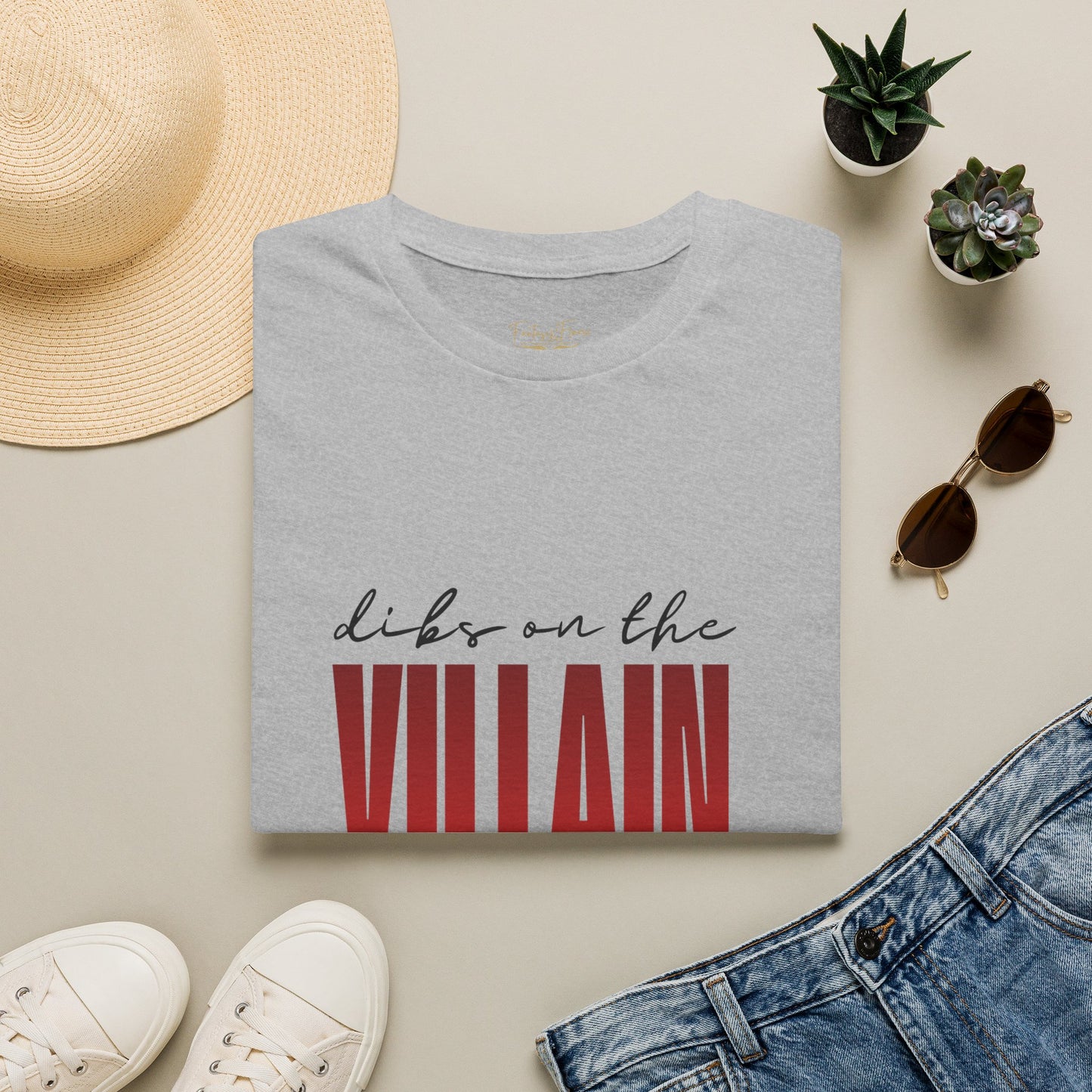 Dibs on the Villain (black script) Cotton T-Shirt