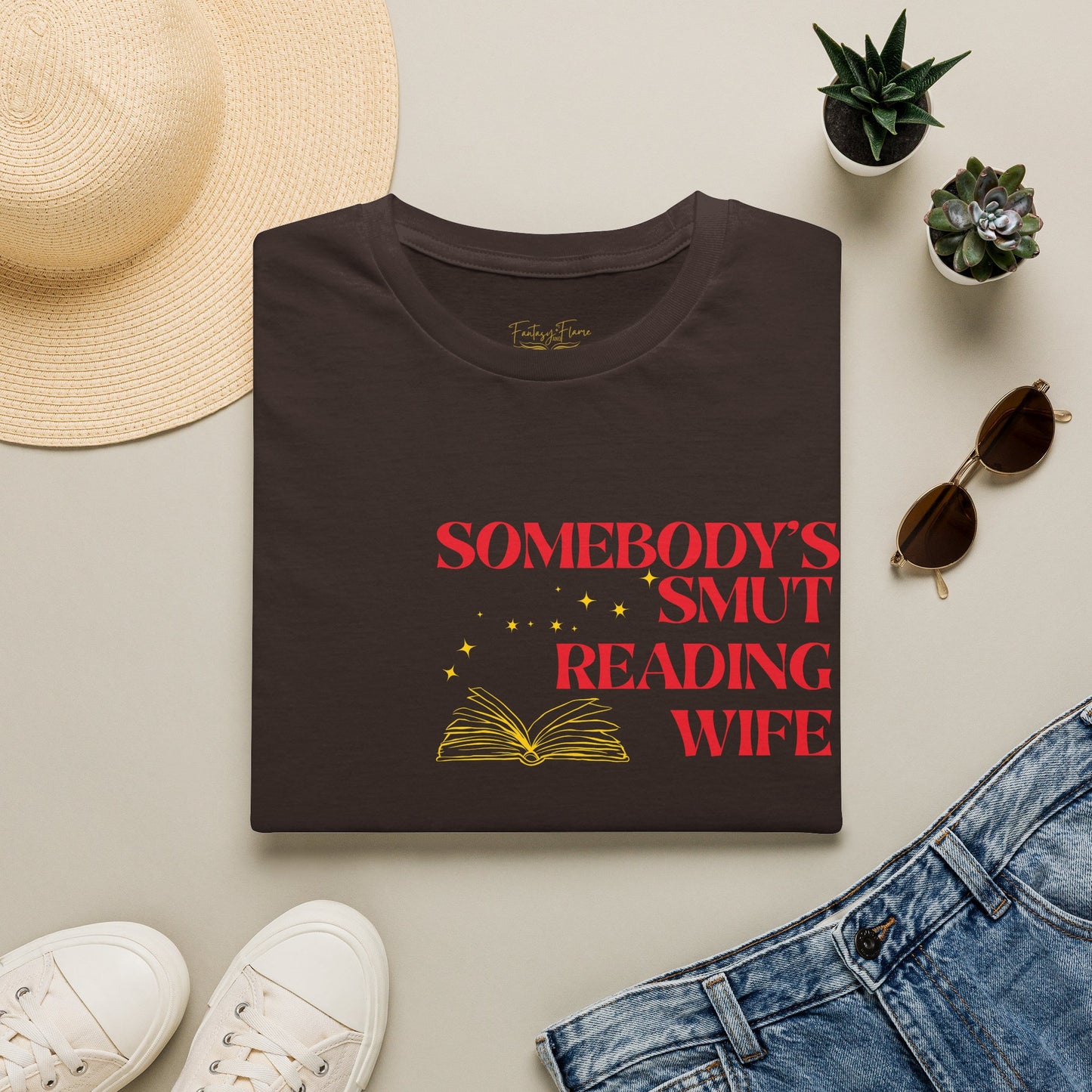 Somebody's Smut Reading Wife Cotton (red script) T-Shirt