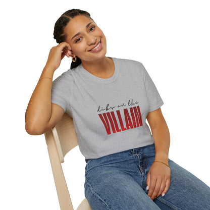 Dibs on the Villain (black script) Cotton T-Shirt