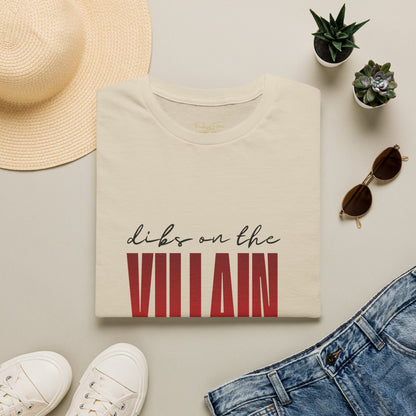 Dibs on the Villain (black script) Cotton T-Shirt
