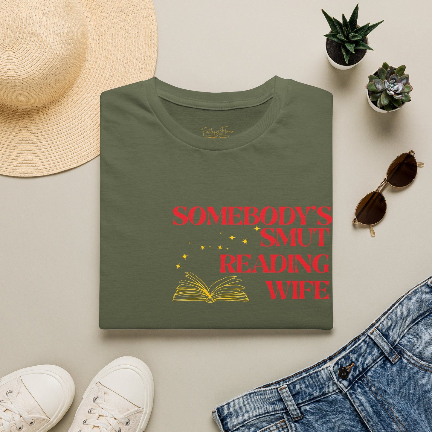 Somebody's Smut Reading Wife Cotton (red script) T-Shirt