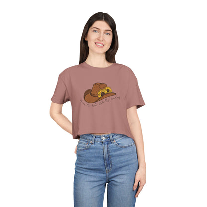 Ride The Cowboy (black script) Crop Tee