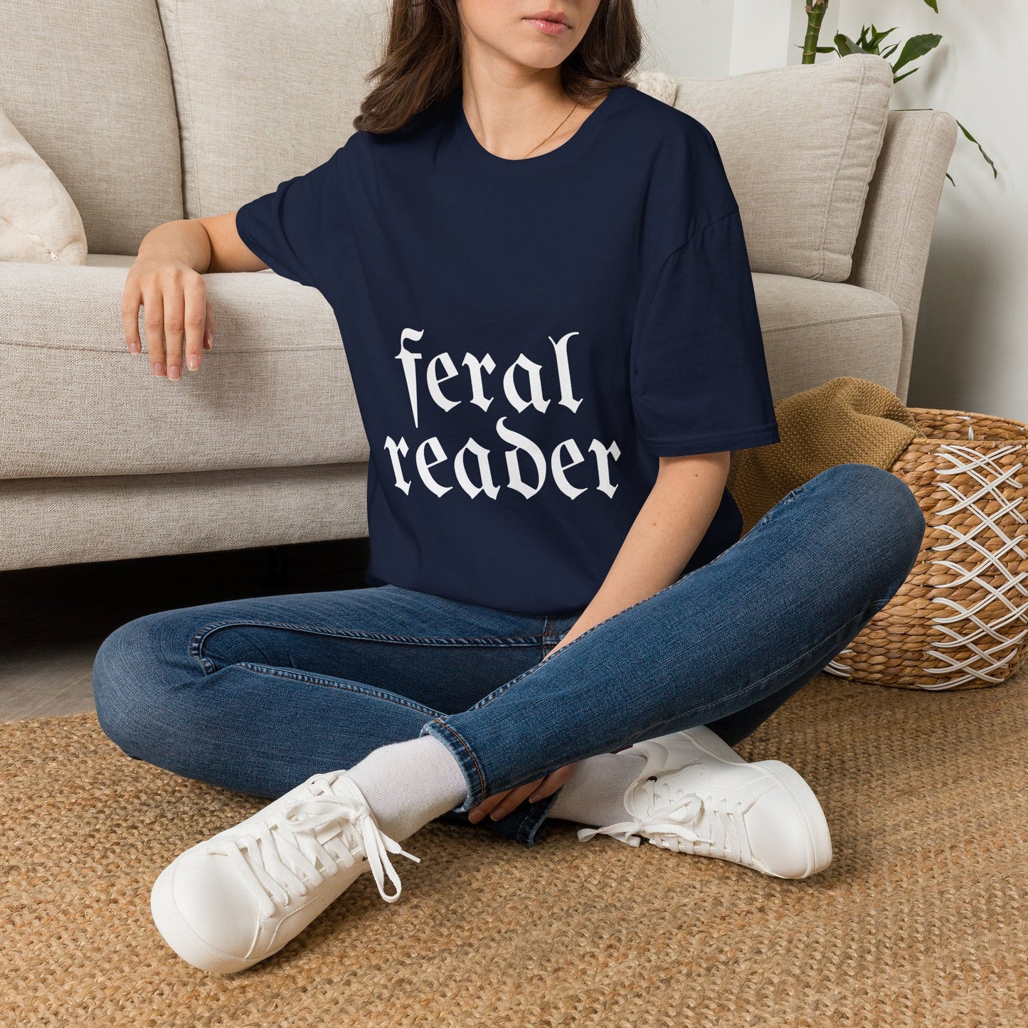 Feral Reader (white script) T-Shirt