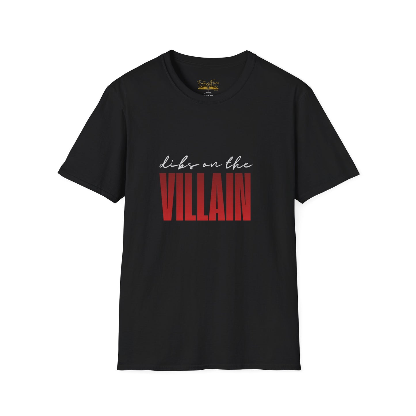 Dibs on the Villain (white script) Cotton T-Shirt