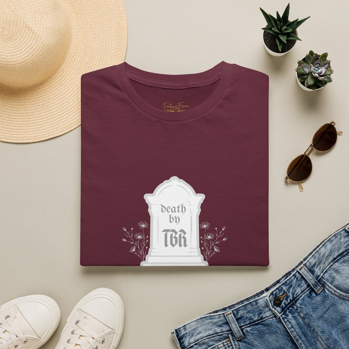 Death by TBR (grey script) Cotton T-Shirt