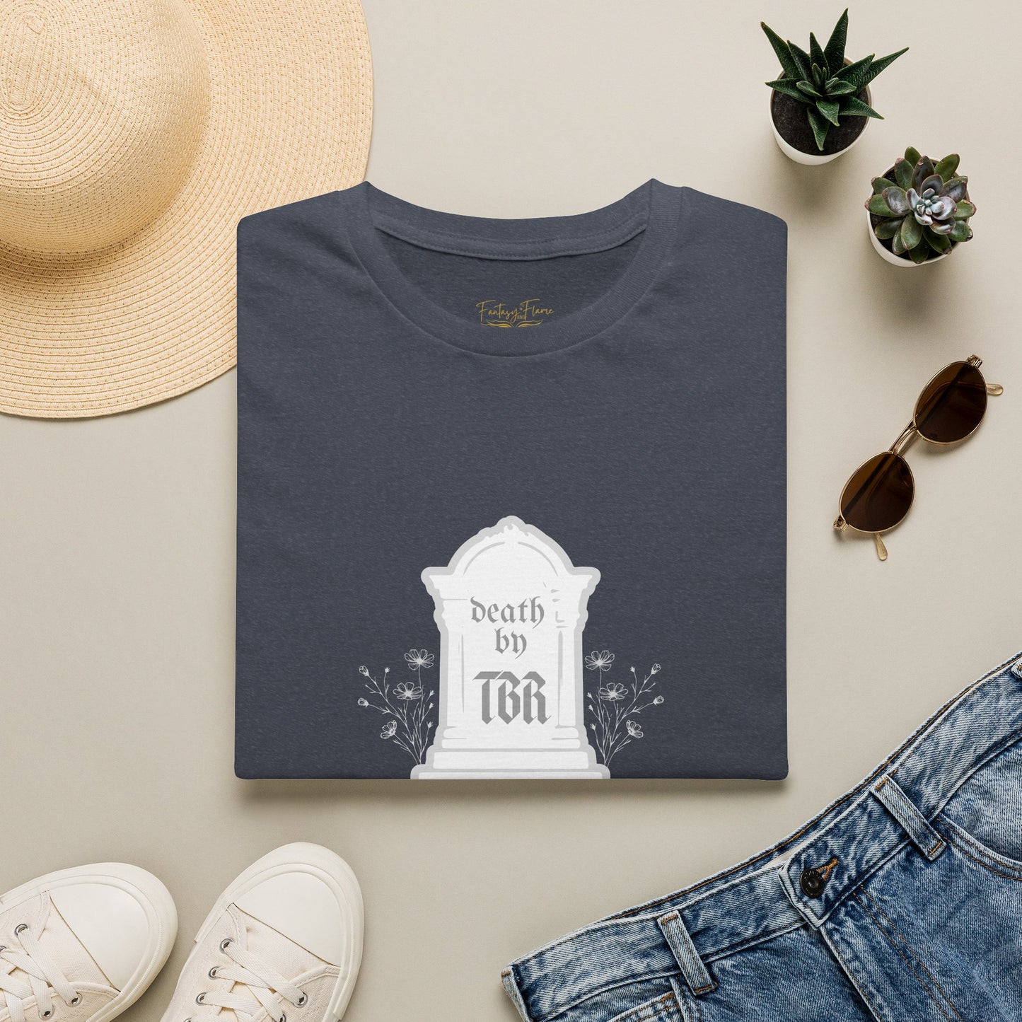 Death by TBR (grey script) Cotton T-Shirt