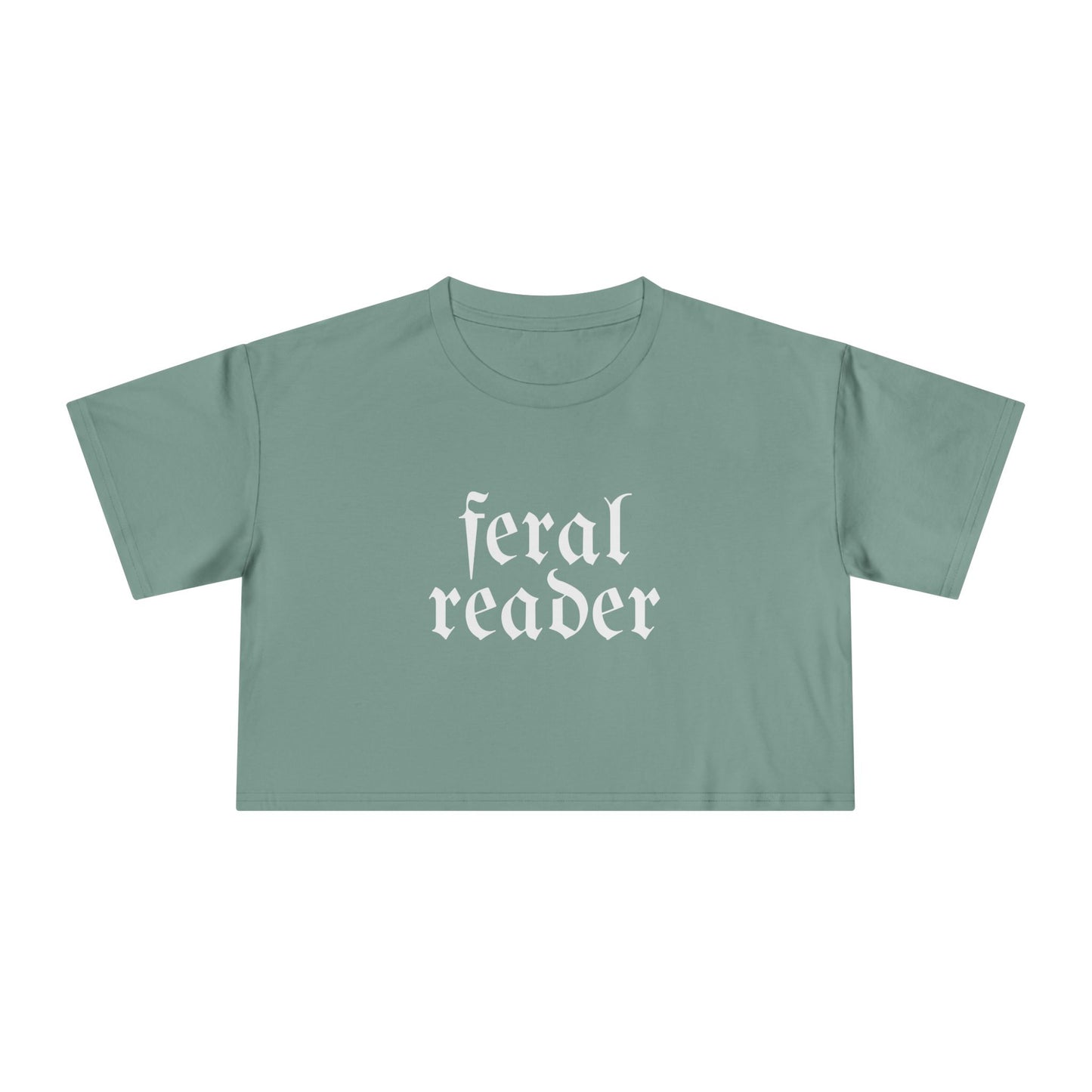 Feral Reader (white script) Crop Tee