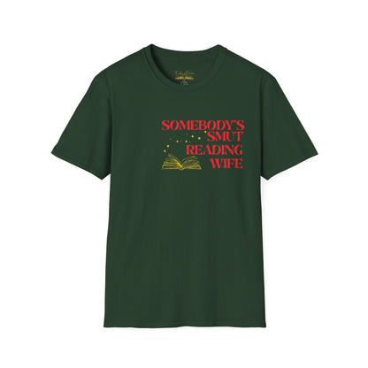Somebody's Smut Reading Wife Cotton (red script) T-Shirt