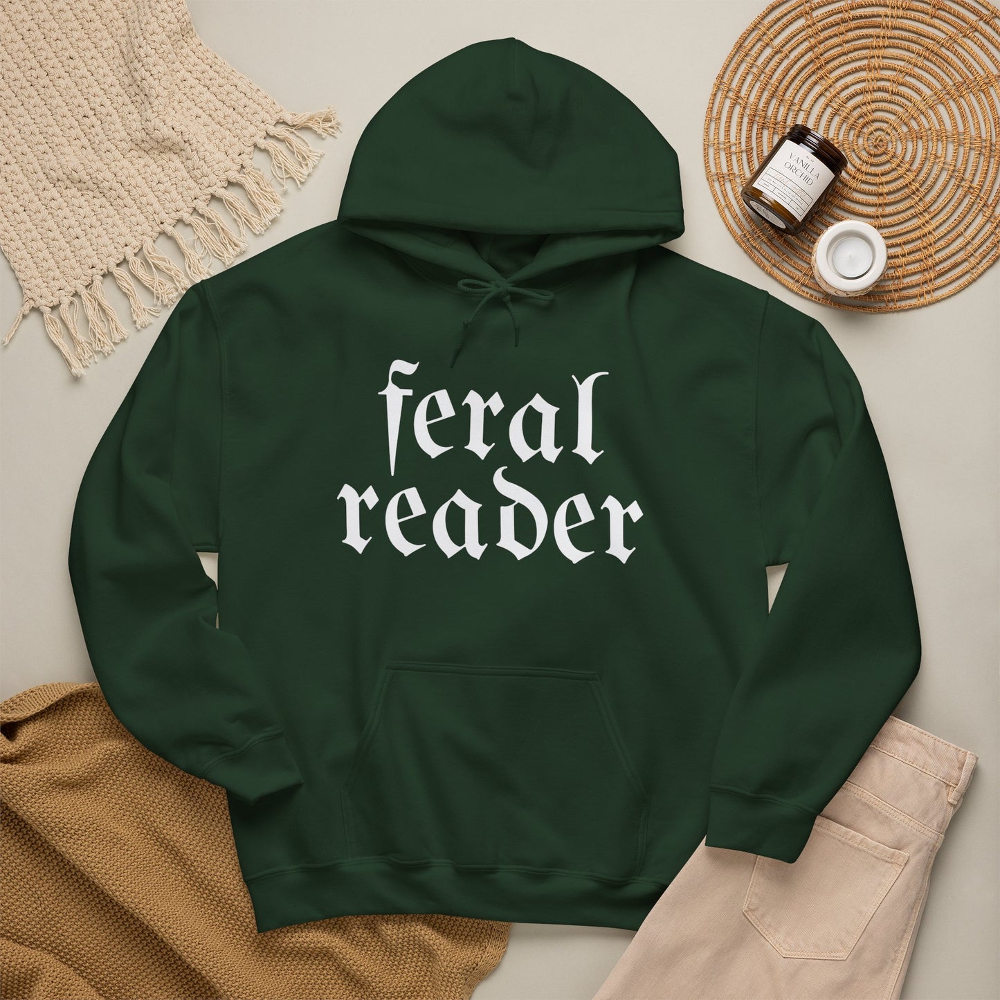 Feral Reader (white script) Hoodie