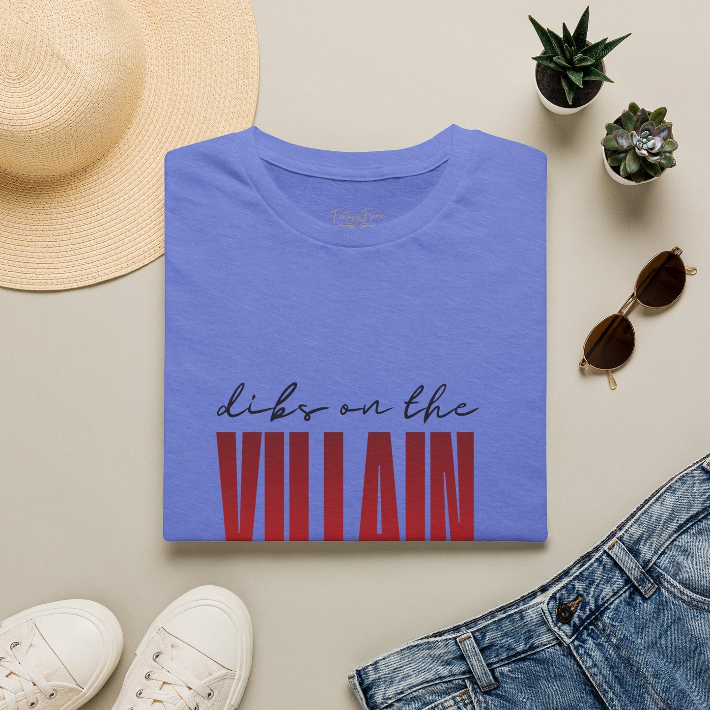 Dibs on the Villain (black script) Cotton T-Shirt