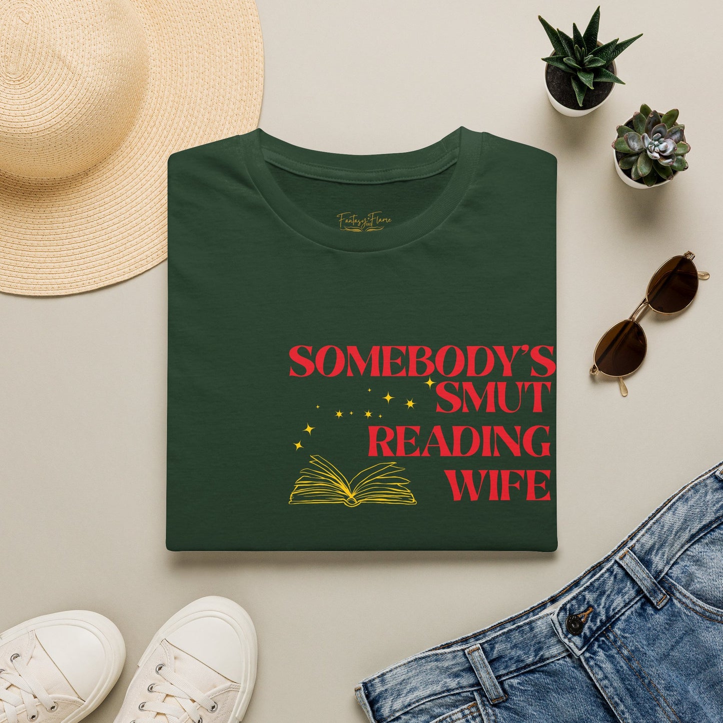 Somebody's Smut Reading Wife Cotton (red script) T-Shirt