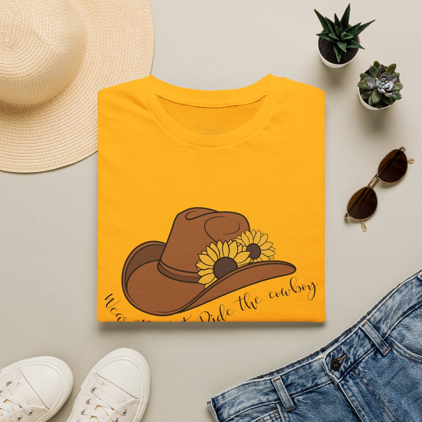 Ride The Cowboy (black script) cotton T-shirt