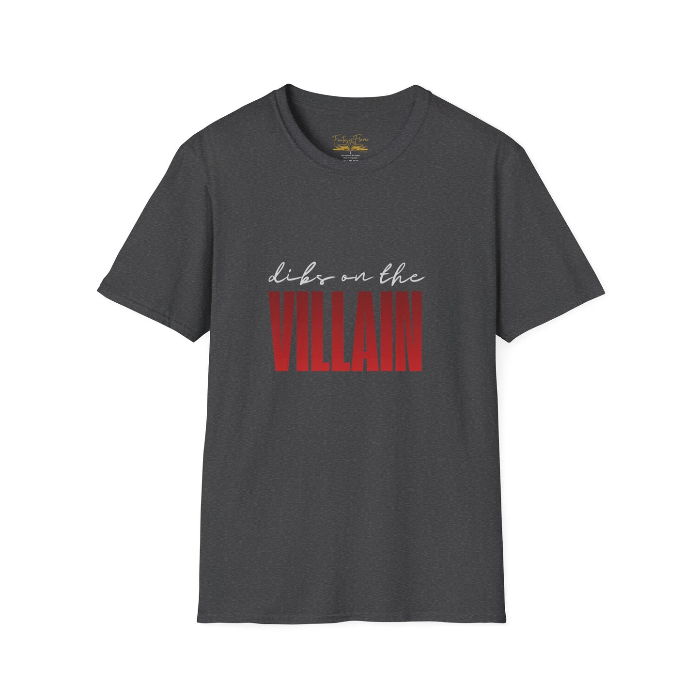 Dibs on the Villain (white script) Cotton T-Shirt