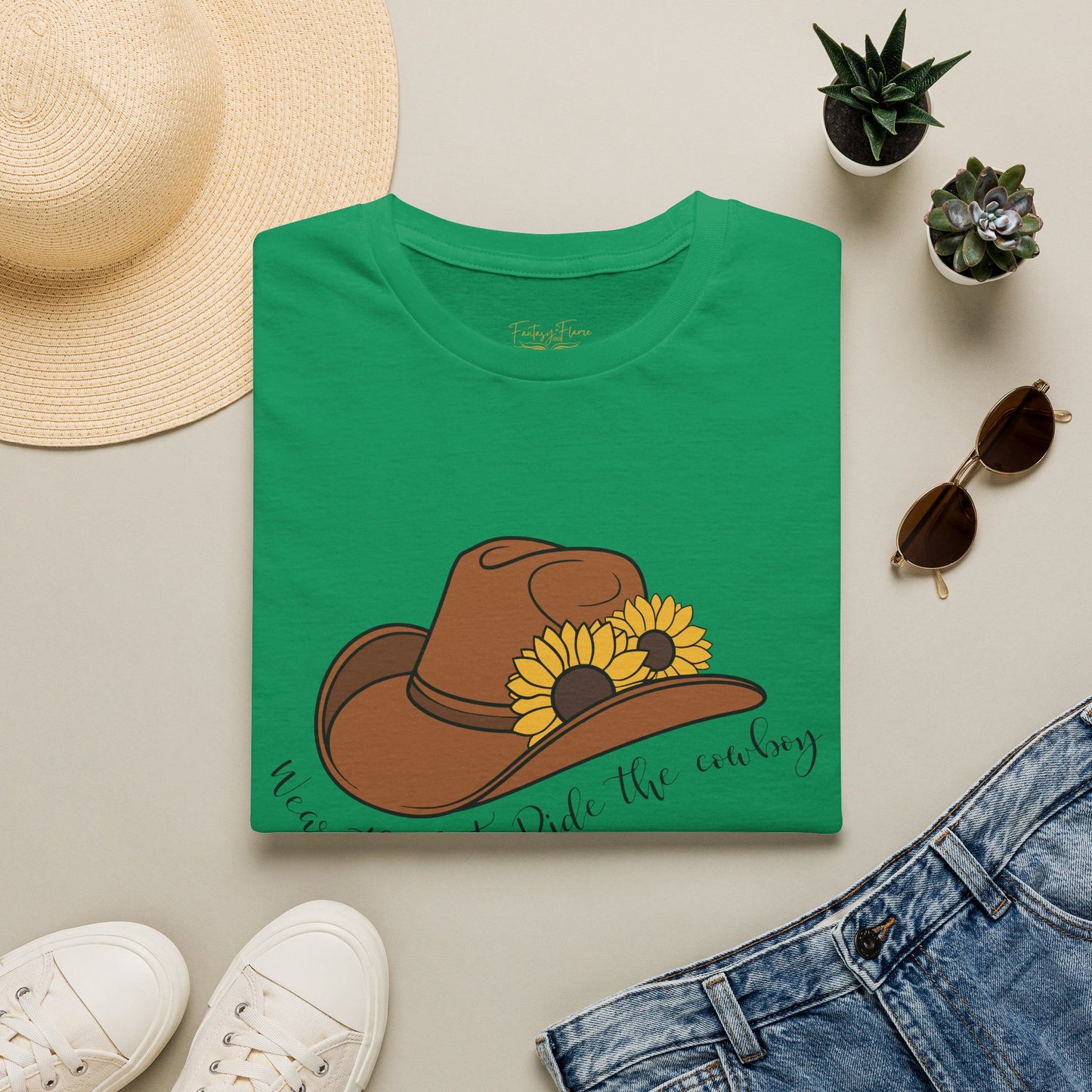 Ride The Cowboy (black script) cotton T-shirt