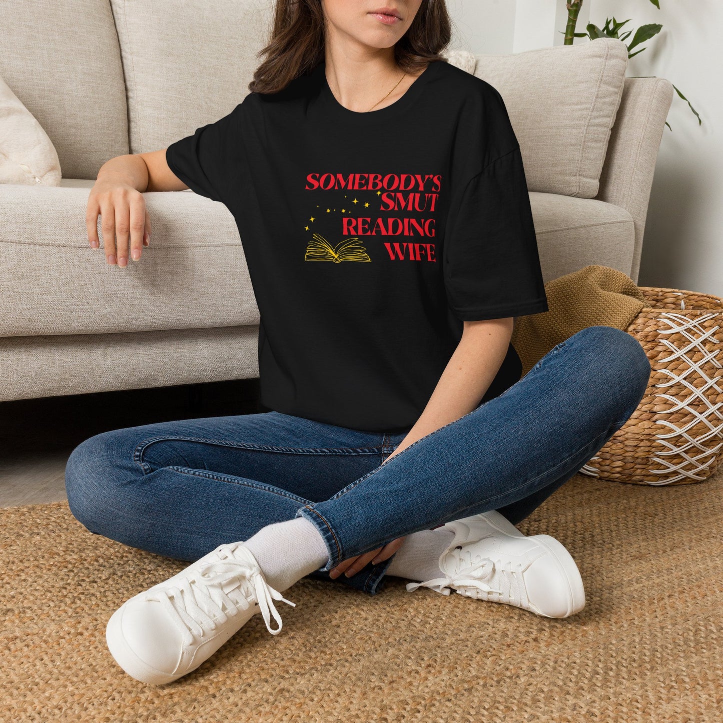 Somebody's Smut Reading Wife Cotton (red script) T-Shirt