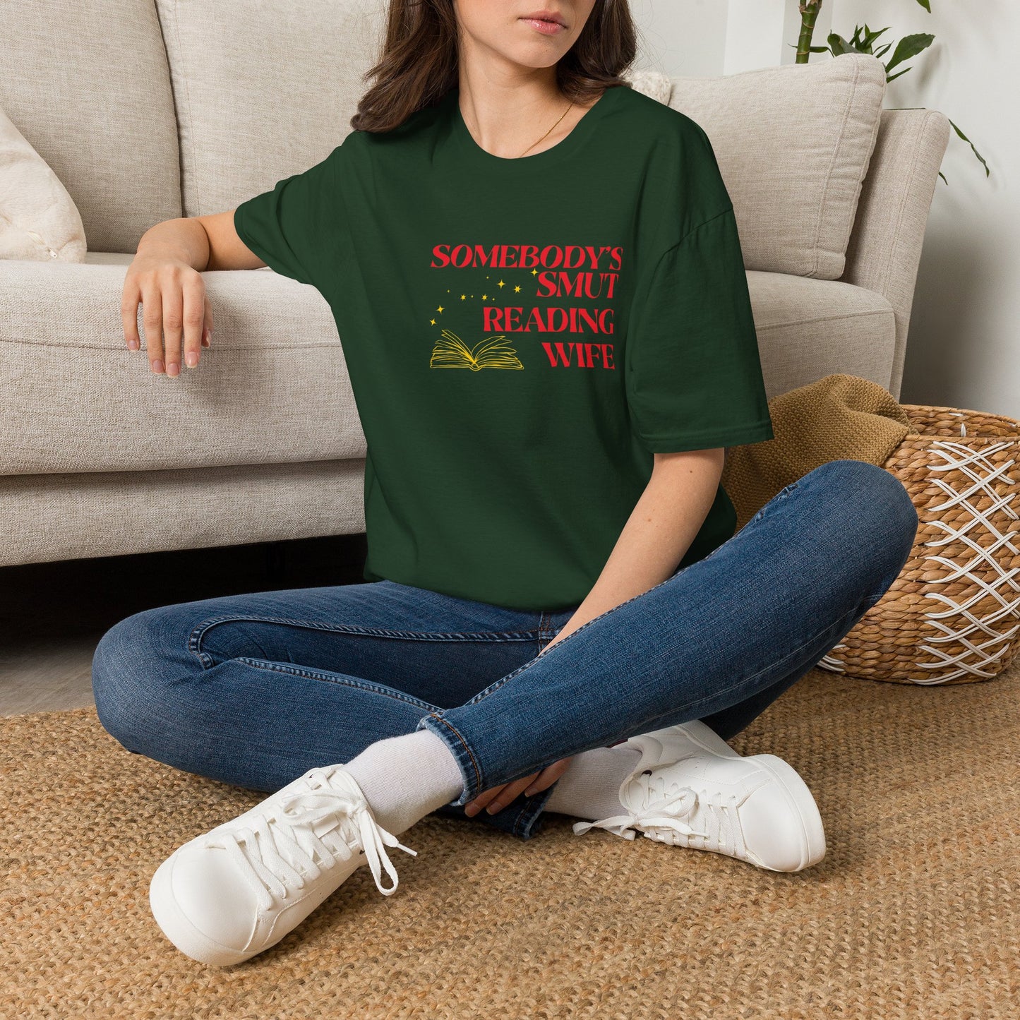 Somebody's Smut Reading Wife Cotton (red script) T-Shirt