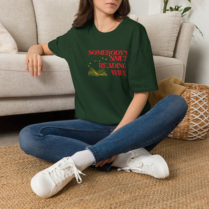 Somebody's Smut Reading Wife Cotton (red script) T-Shirt