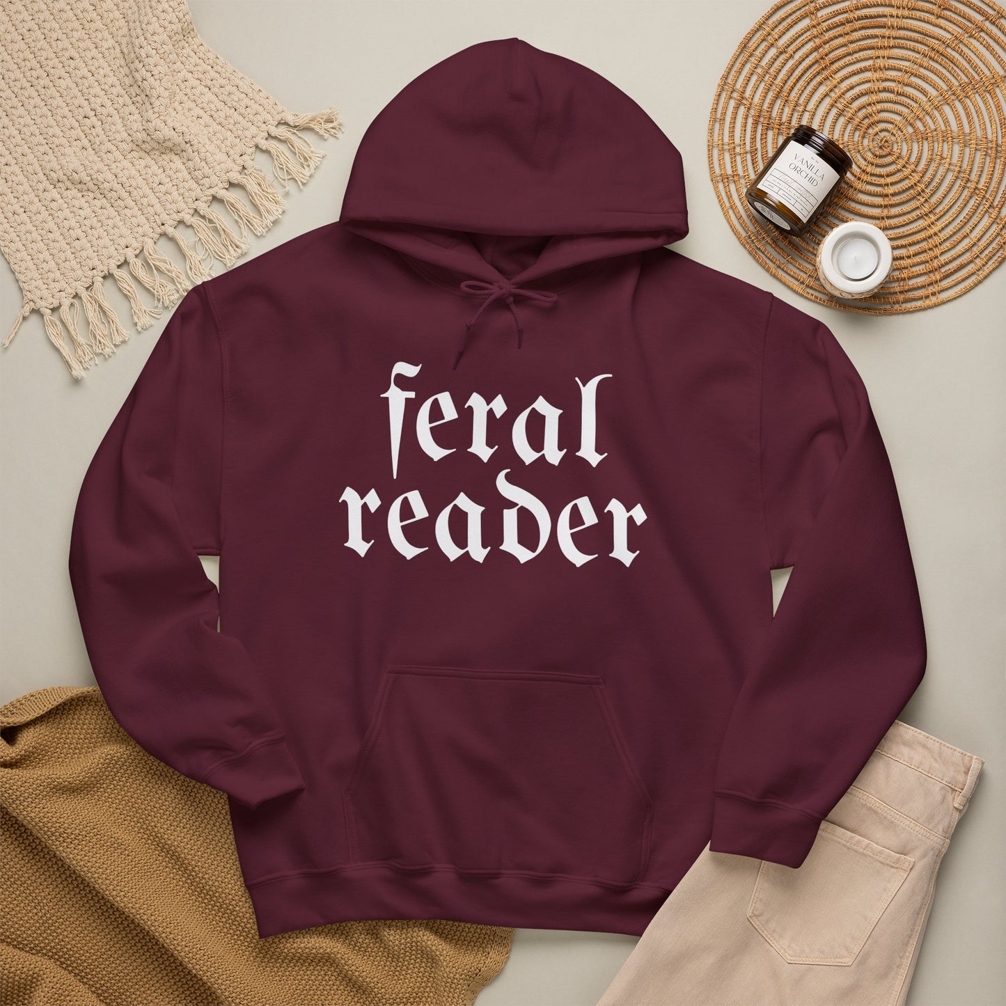 Feral Reader (white script) Hoodie