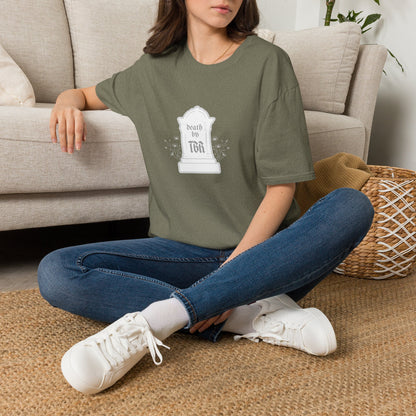 Death by TBR (grey script) Cotton T-Shirt