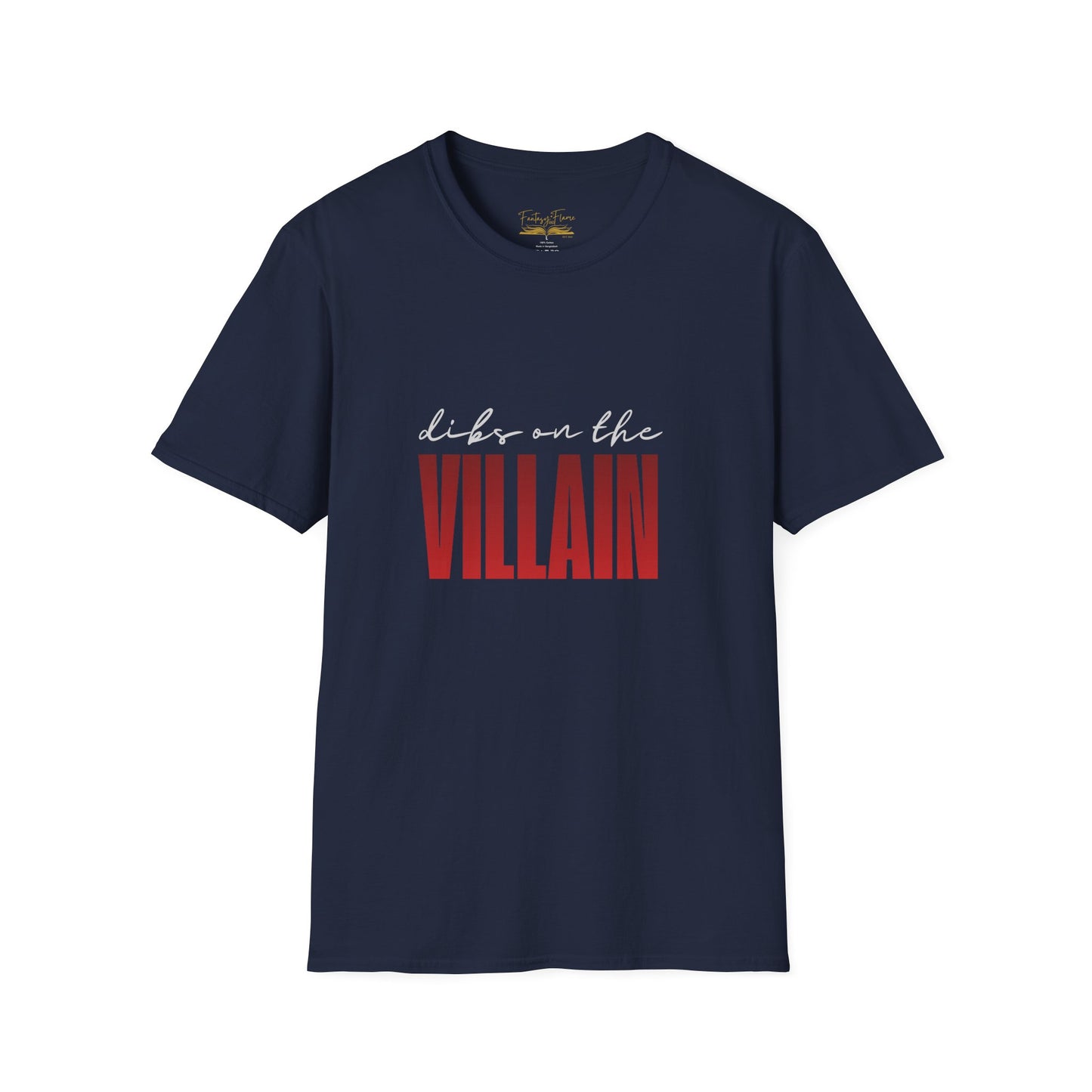 Dibs on the Villain (white script) Cotton T-Shirt
