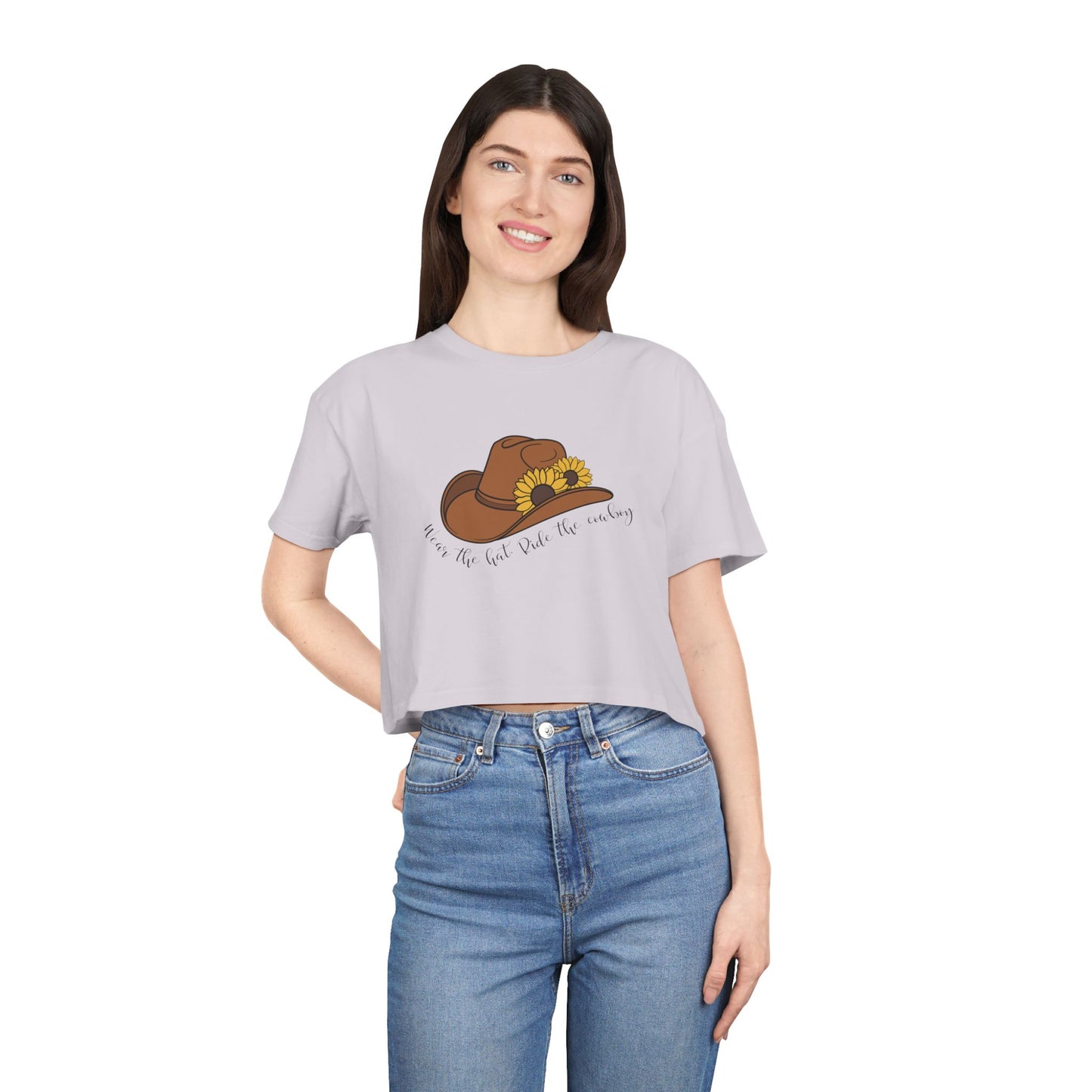 Ride The Cowboy (black script) Crop Tee