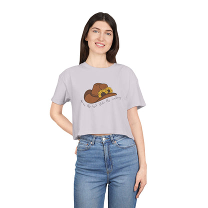 Ride The Cowboy (black script) Crop Tee
