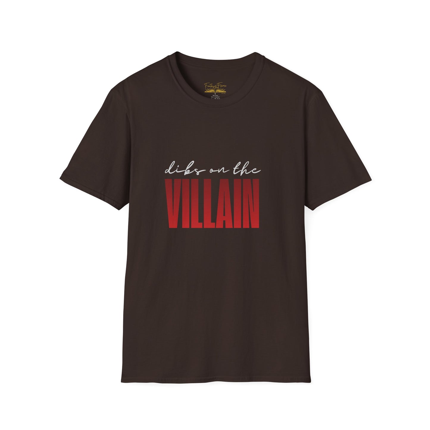 Dibs on the Villain (white script) Cotton T-Shirt